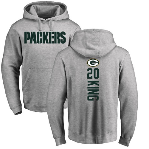 Men Green Bay Packers Ash 20 King Kevin Backer Nike NFL Pullover Hoodie Sweatshirts